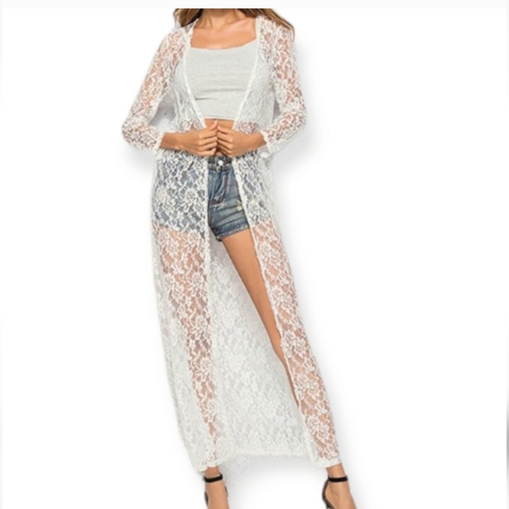 White lace Kimono Size XL